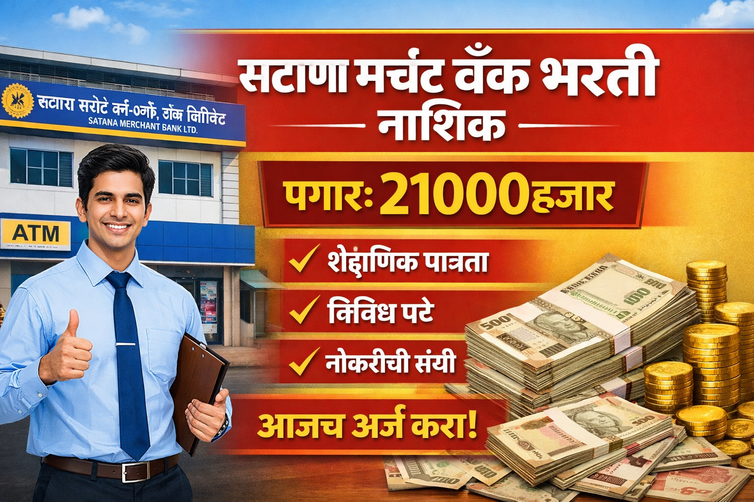 Satana Merchant Bank Bharati:सटाणा मर्चंट बॅंक भरती नाशिक
