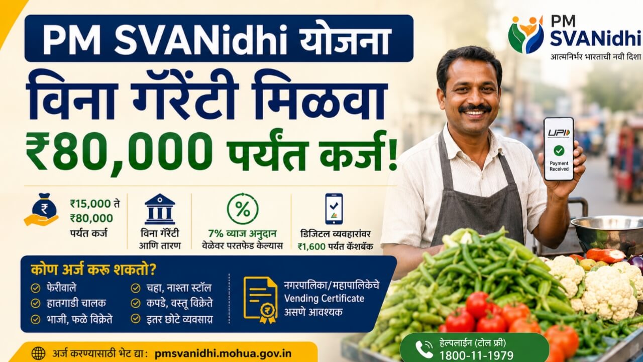 PM Svanidhi loan Yojana आता फक्त आधार कार्ड द्वारे मिळणार 80,000 कर्ज.